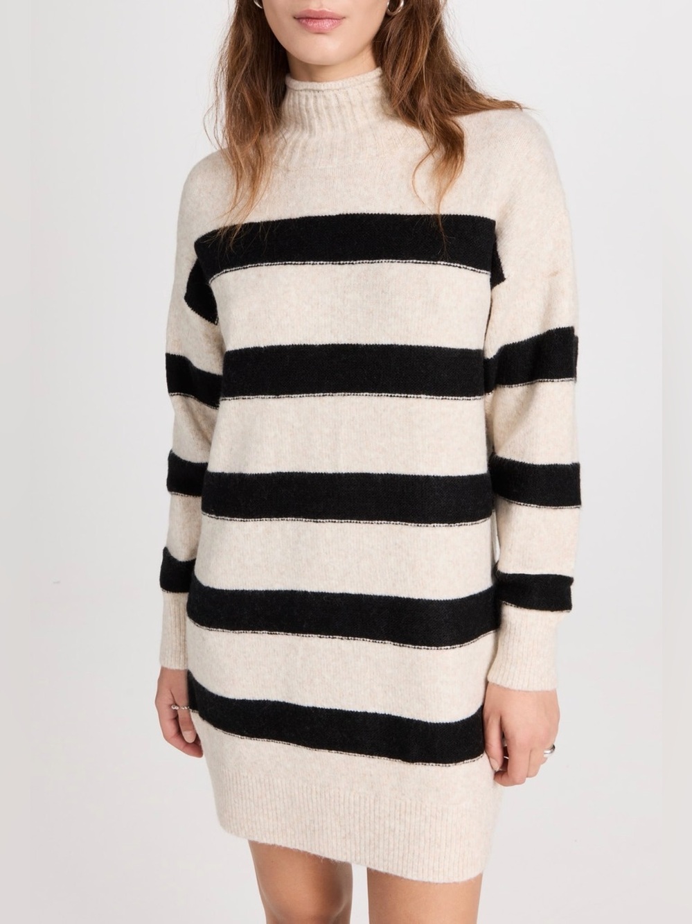 Line & Dot Rosie Striped Oversized Turtleneck Sweater Dress Size M